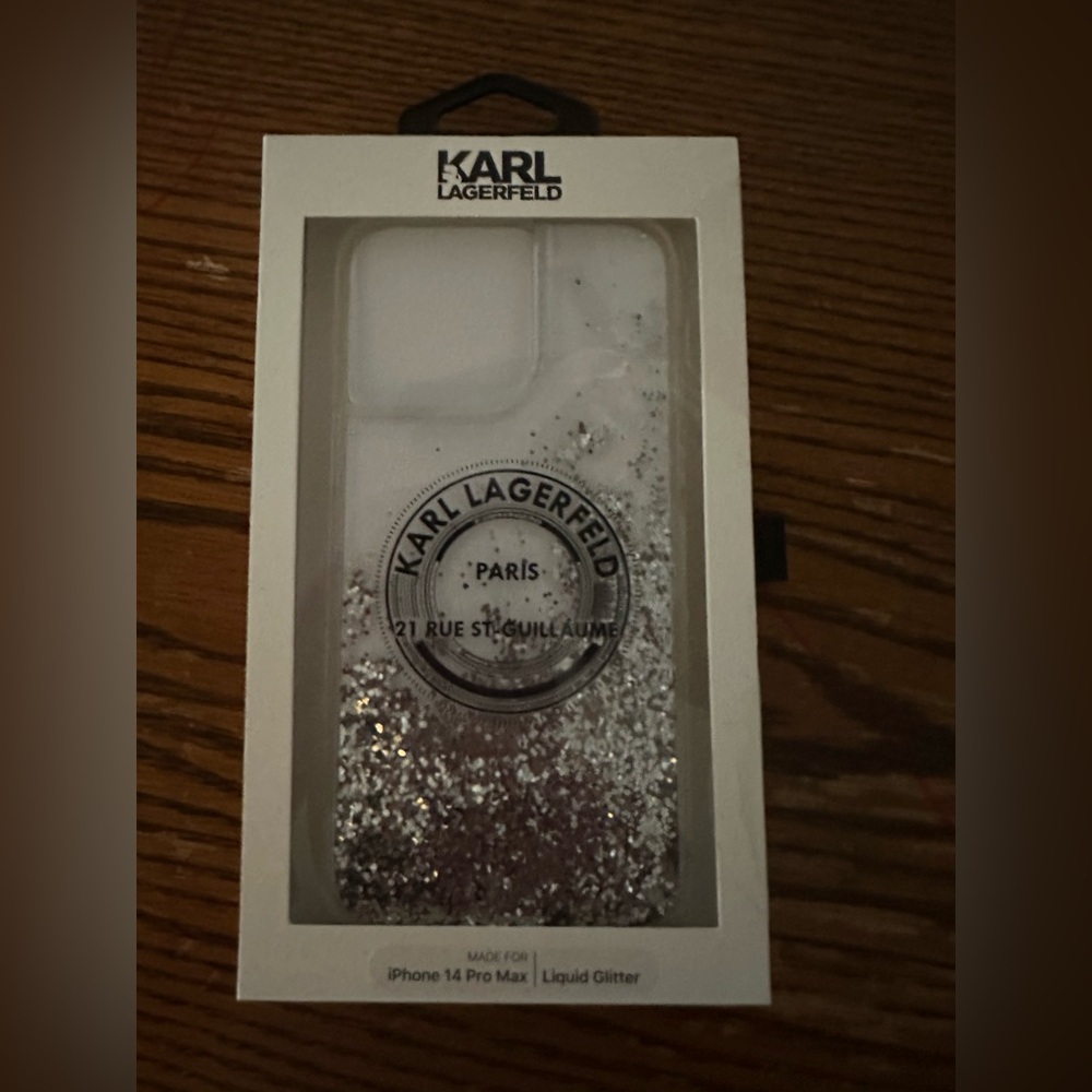 Karl Lagerfeld White Clear Case with Silver Glitter Seal